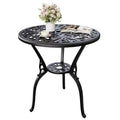 Weather-Resistant Cast Aluminum Patio Dining Table  23 Round Outdoor Bistro Table with Umbrella Hole, Antique Design, Easy Assembly