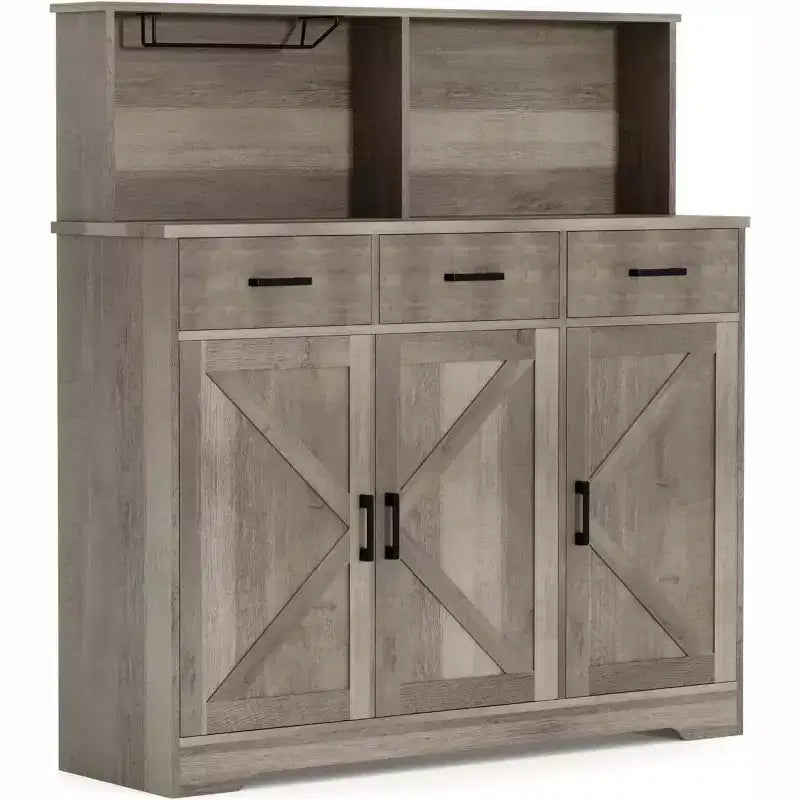 Buffet de style campagnard en bois marron/blanc et marron foncé avec 3 tiroirs et 3 portes – Simple