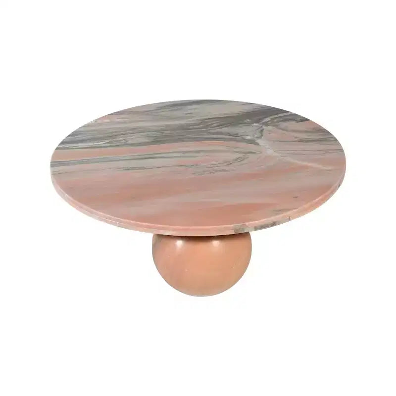 Round Marble Coffee Table with Sphere Legs, Multicolor, Seats 4??