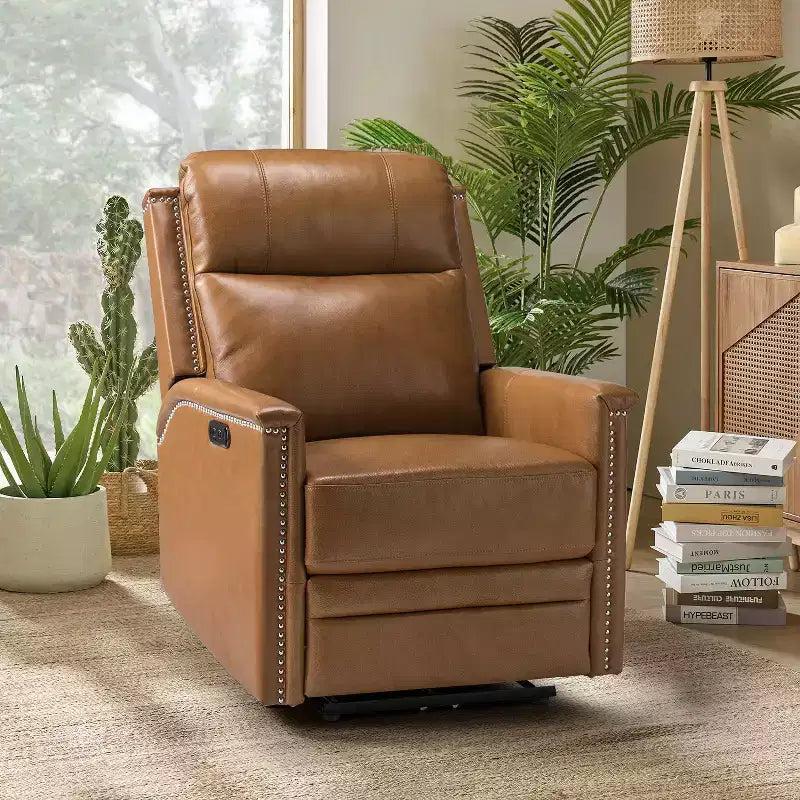 Fauteuil inclinable motorisé, couleur brun/camel, une place