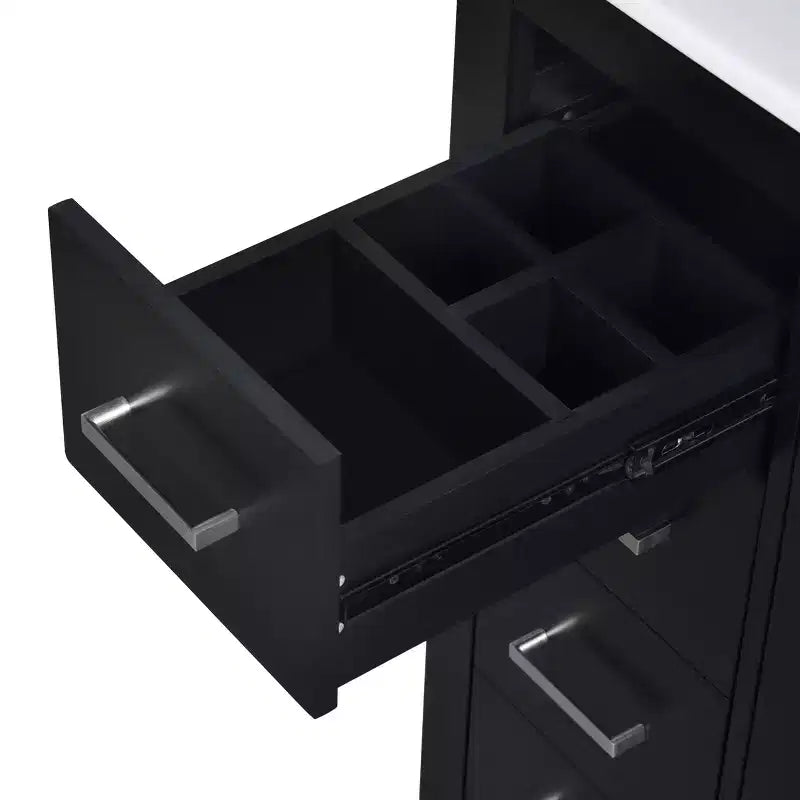 Meuble-lavabo de salle de bain de 76 cm à lavabo simple avec armoire et 3 tiroirs – Noir / Bleu / Vert / Indigo / Blanc