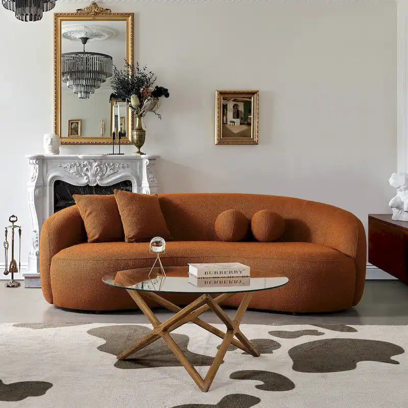Blaine Japandi Style Luxury Modern Boucle Fabric Curved Sofa