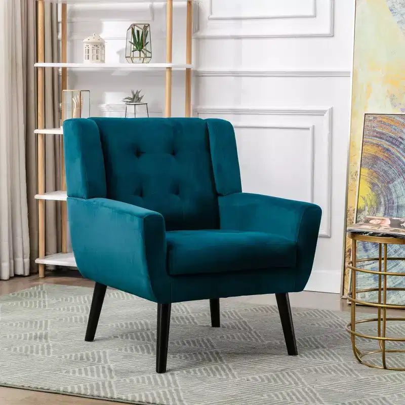 Fauteuil d'appoint capitonné multicolore avec pieds en bois, une place
