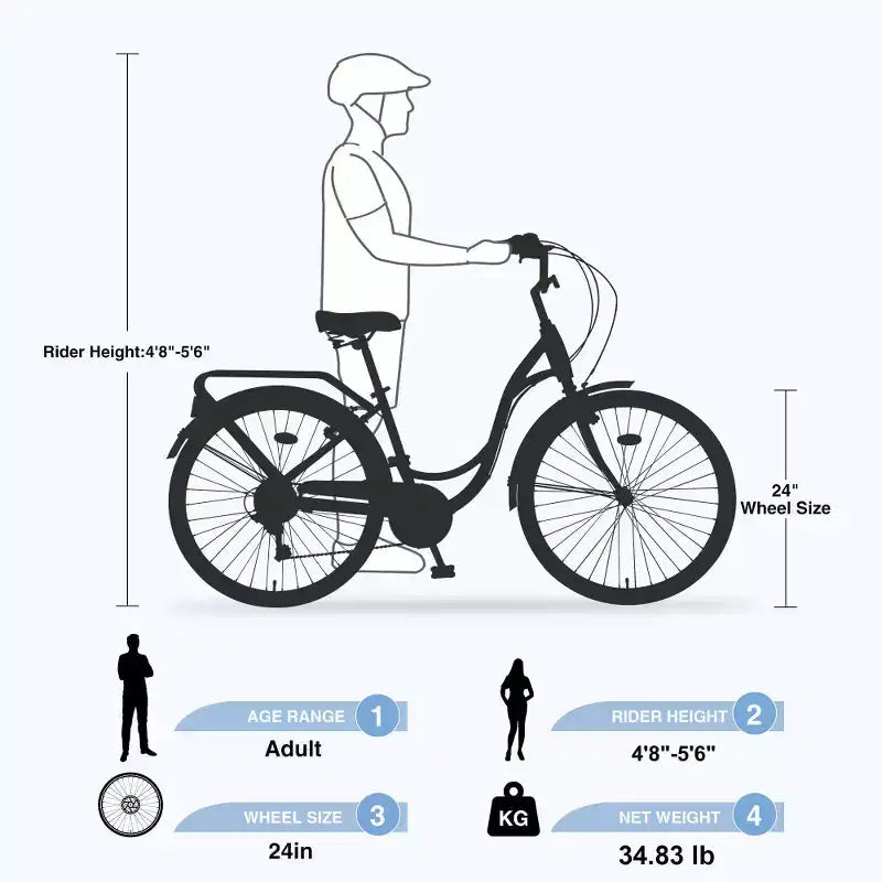 Zeus & Ruta 24-Inch Ladies Bicycle with 7-Speed and Steel Frame