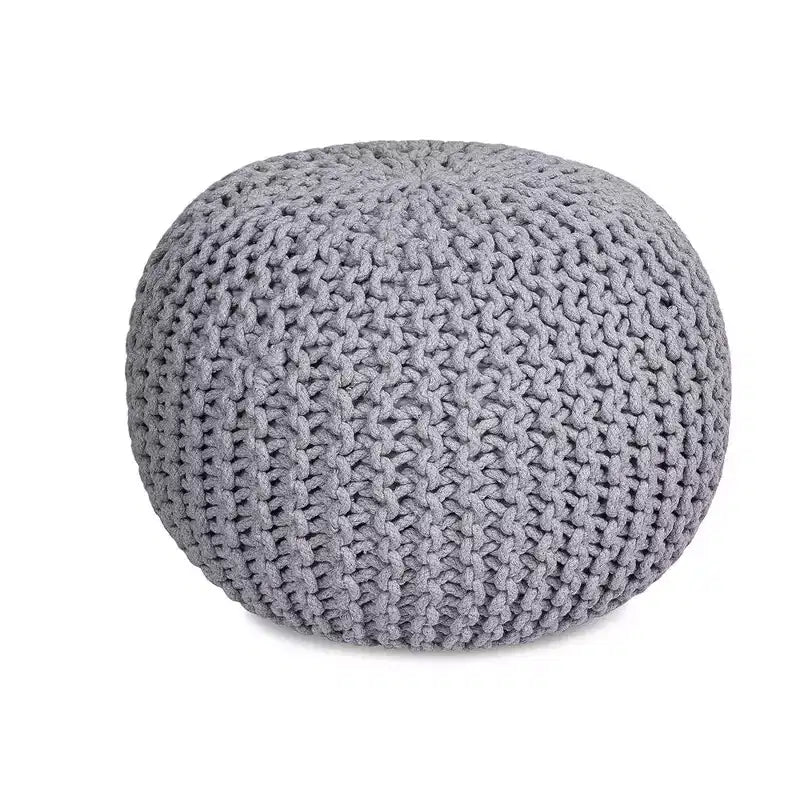 BirdRock Home Round Pouf Foot Stool Ottoman - Light Grey