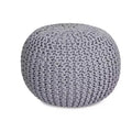 BirdRock Home Round Pouf Foot Stool Ottoman - Light Grey
