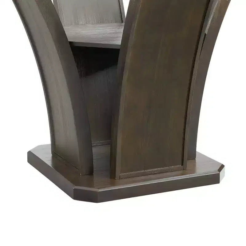 Table à manger ronde marron avec plateau en verre, 4 places