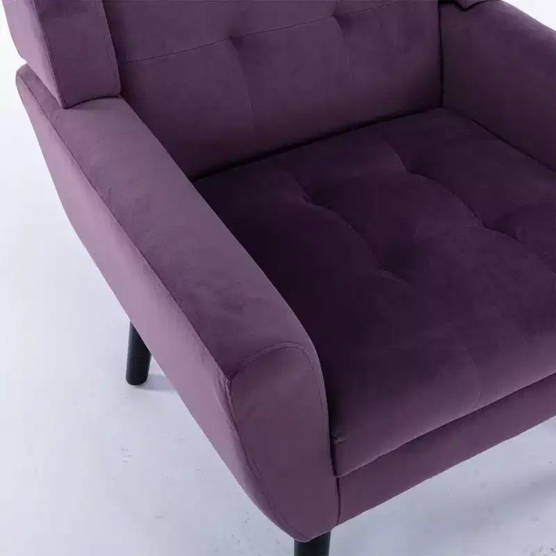 Fauteuil d'appoint capitonné multicolore avec pieds en bois, une place