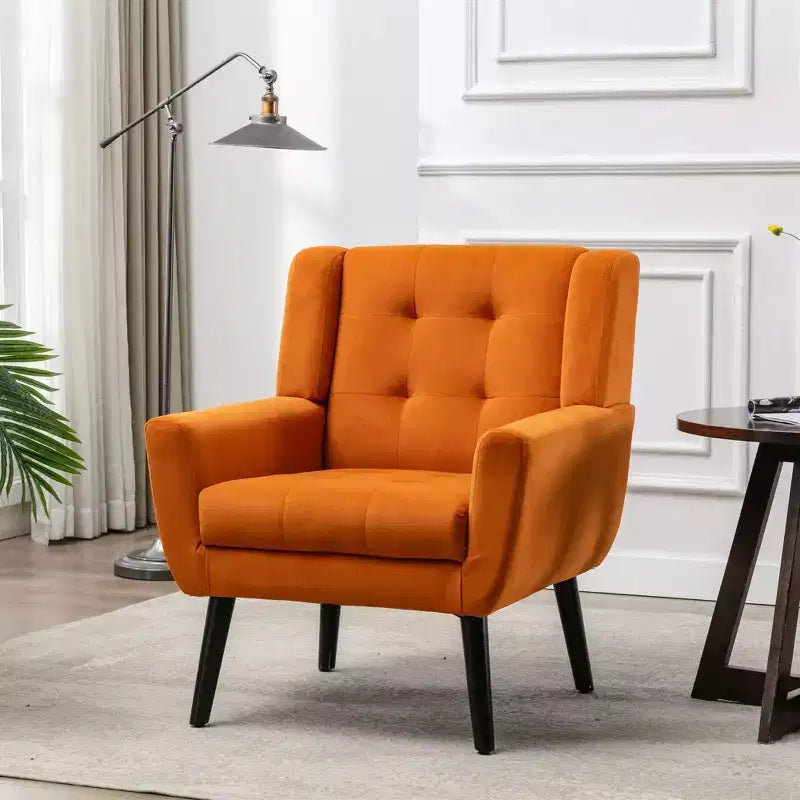 Fauteuil d'appoint capitonné multicolore avec pieds en bois, une place