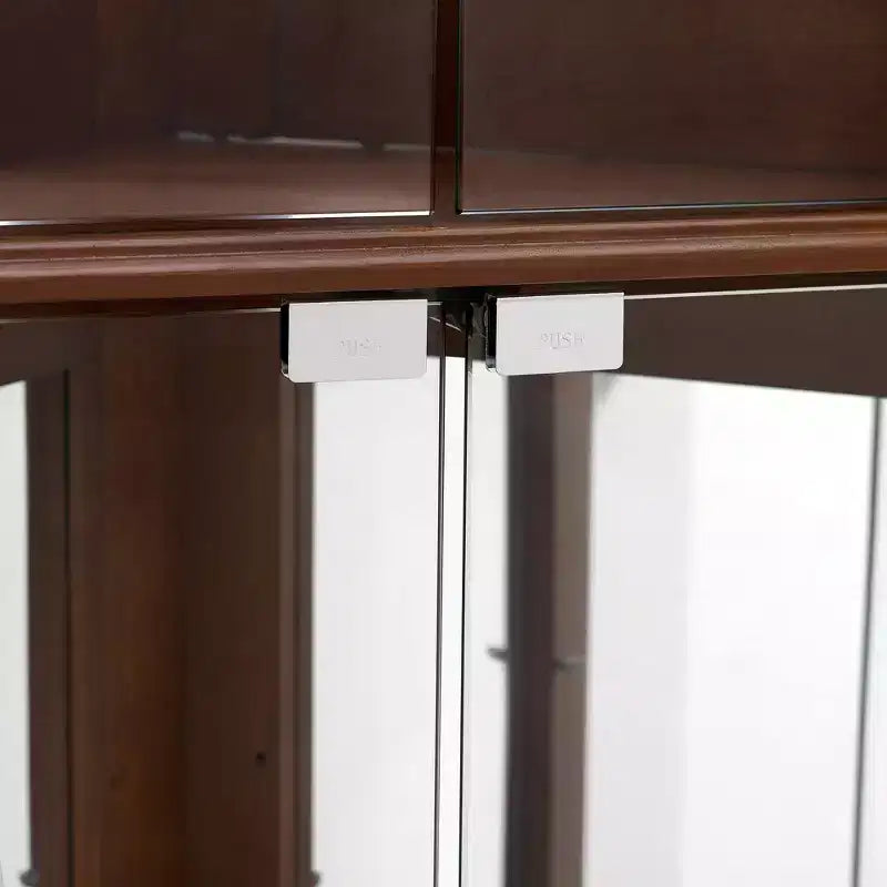 Vitrine d'angle, Merisier/Noyer, 4 portes vitrées
