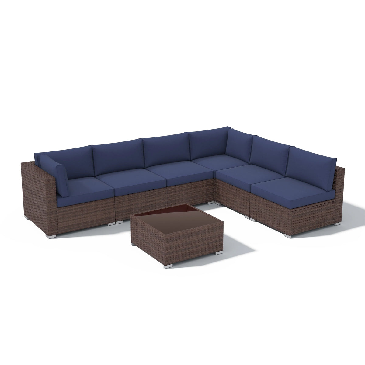Wicker/ Steel 7-piece Outdoor Cushioned Sectional Sofa Set