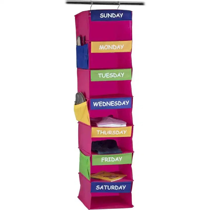 Kids Closet Organizer - Daily Activity Kids Hanging Rack - 7 Shelf Storage Portable Cloth Organizer for Closet Solutions - Homeitusa