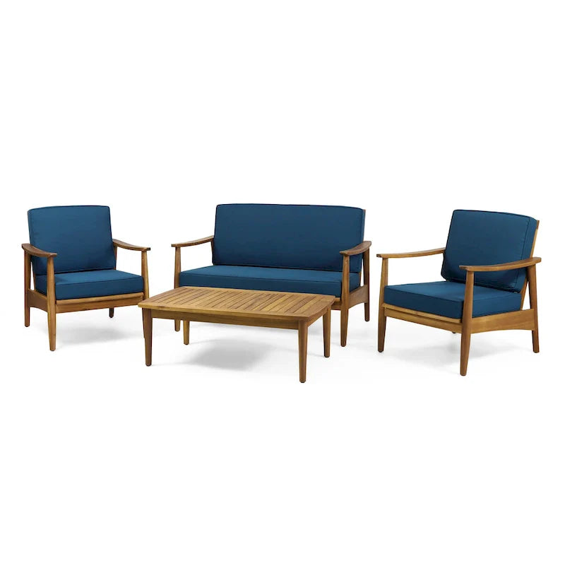 Willowbrook Outdoor Acacia Wood 4 Seater Chat Set by Christopher Knight Home