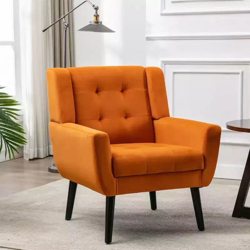 Fauteuil d'appoint capitonné multicolore avec pieds en bois, une place