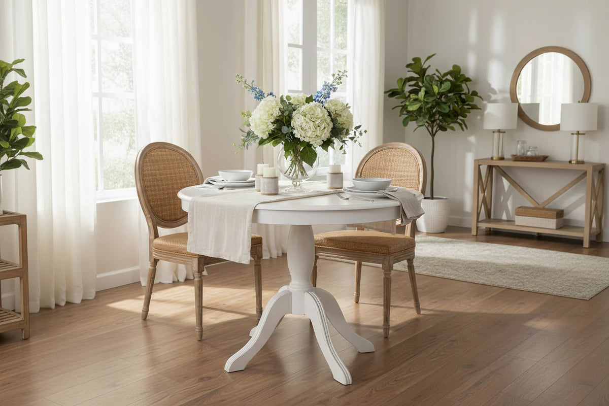 Round Solid Wood Pedestal Table