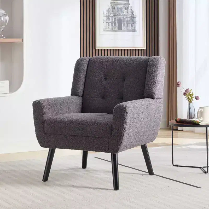 Fauteuil d'appoint capitonné multicolore avec pieds en bois, une place