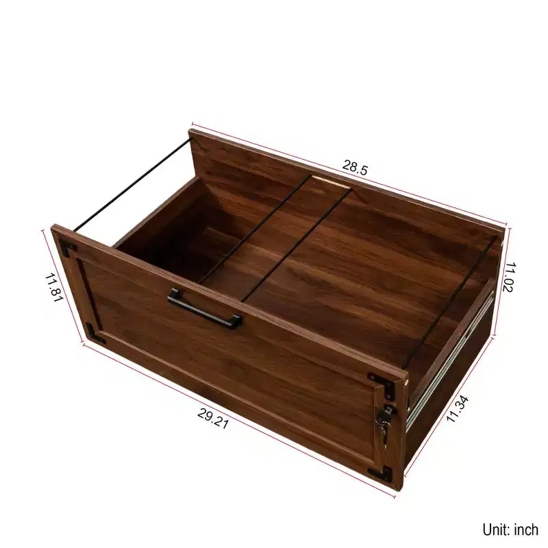 Meuble de classement latéral marron à 2 tiroirs, avec serrure, 1 personne