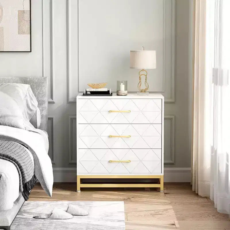 Commode à 3 tiroirs noire / rose / blanche, style moderne