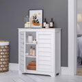 Meuble de rangement blanc à deux portes avec étagères réglables