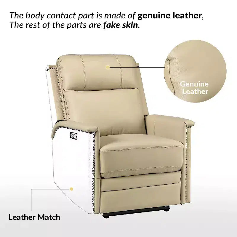 Fauteuil inclinable motorisé, couleur brun/camel, une place