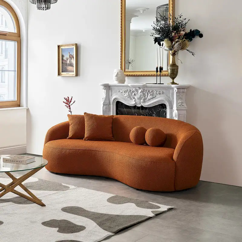 Blaine Japandi Style Luxury Modern Boucle Fabric Curved Sofa
