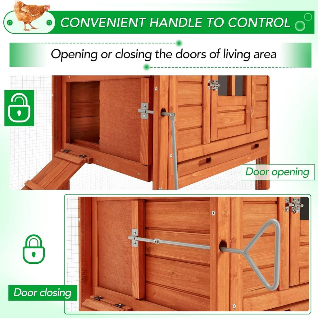 AECOJOY 144'' Large Chicken Coop w/ Run Wooden Hutch Poultry Cage House