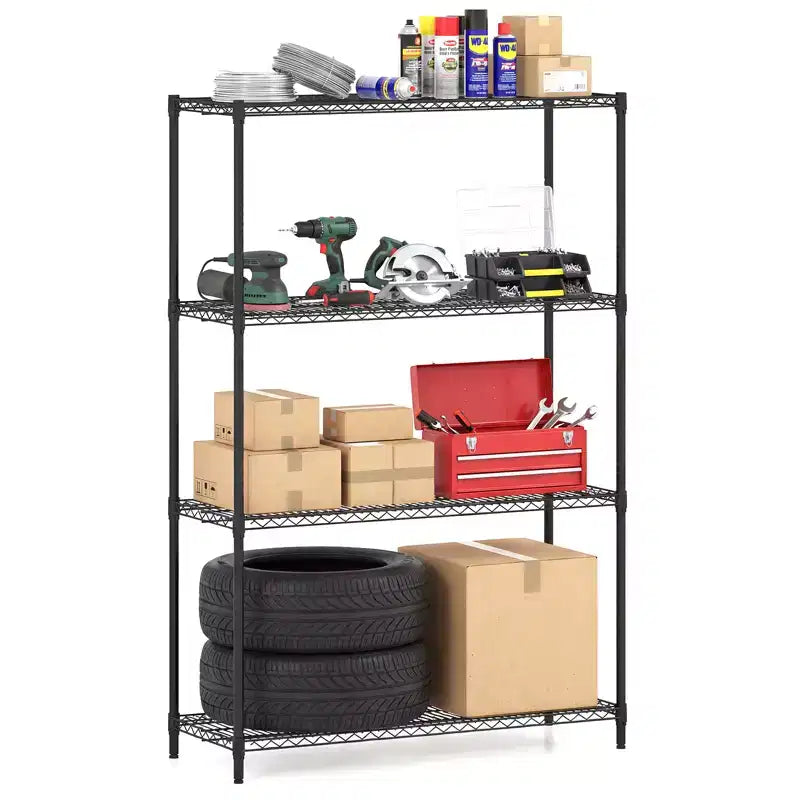 Gymax 4-Tier Storage Shelving Unit Adjustable Utility Storage Shelf w/ V-Shaped Wire Rack