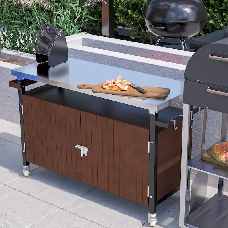 Outdoor Grill Cart With Stainless Steel Tabletop(no include stool)