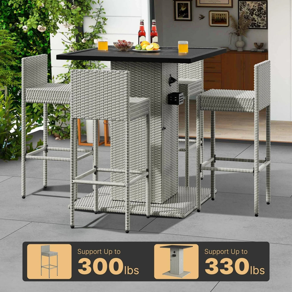 Moasis 5-Piece Outdoor Furniture Wicker Bar Set - 5 PCS