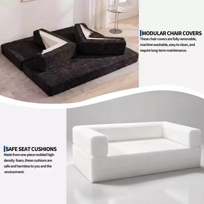 80.7 5-in-1 Convertible Sleeper Sofa Bed ??Corduroy, 1200 lbs, No Assembly