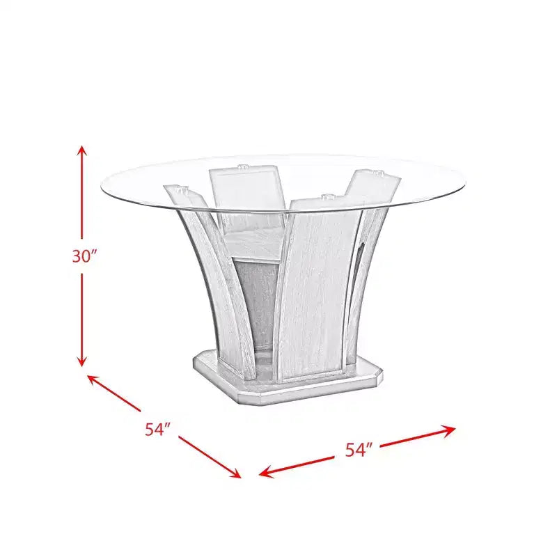 Table à manger ronde marron avec plateau en verre, 4 places