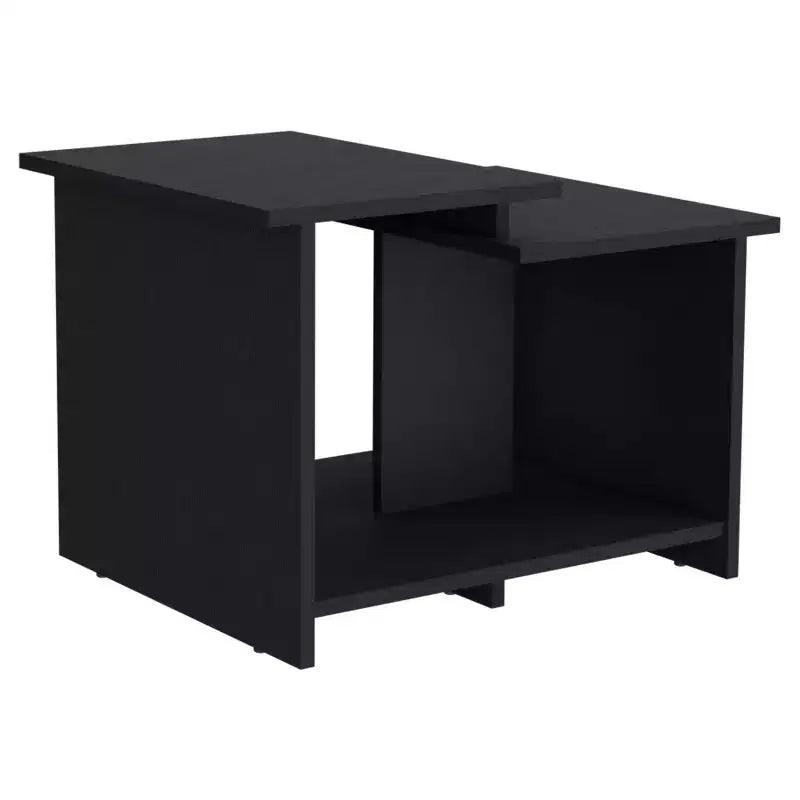 Table basse rectangulaire noire avec étagère ouverte, 1 place