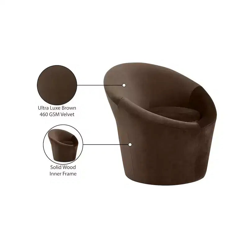 Fauteuil d'appoint en velours – Siège simple | Beige / Noir / Marron / Camel / Cognac / Crème / Vert / Fauve / Taupe
