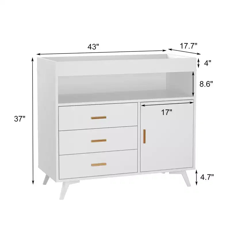Commode à langer 3 tiroirs en bois naturel, 1 utilisateur
