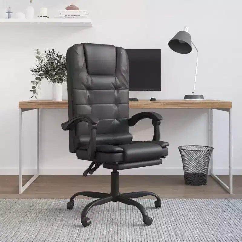 Fauteuil de bureau massant inclinable en similicuir noir, 1 personne