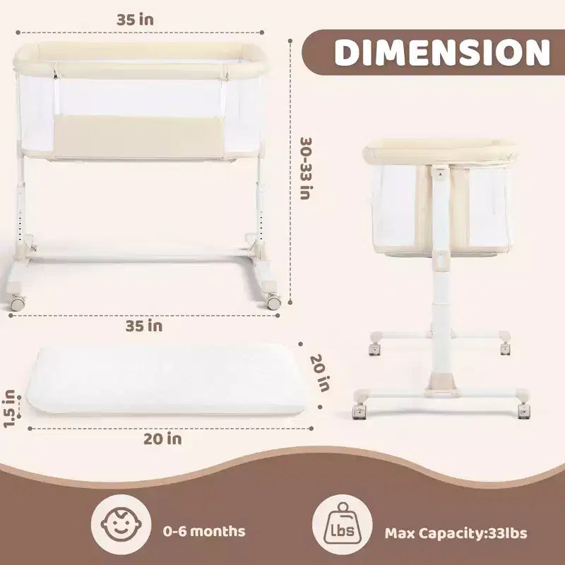 Moïse Bébé sur Roues – Beige / Gris / Rose, Cododo, pour 1 Bébé