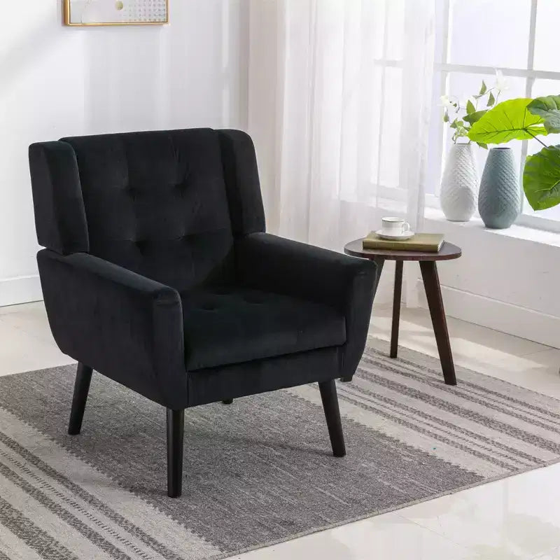 Fauteuil d'appoint capitonné multicolore avec pieds en bois, une place
