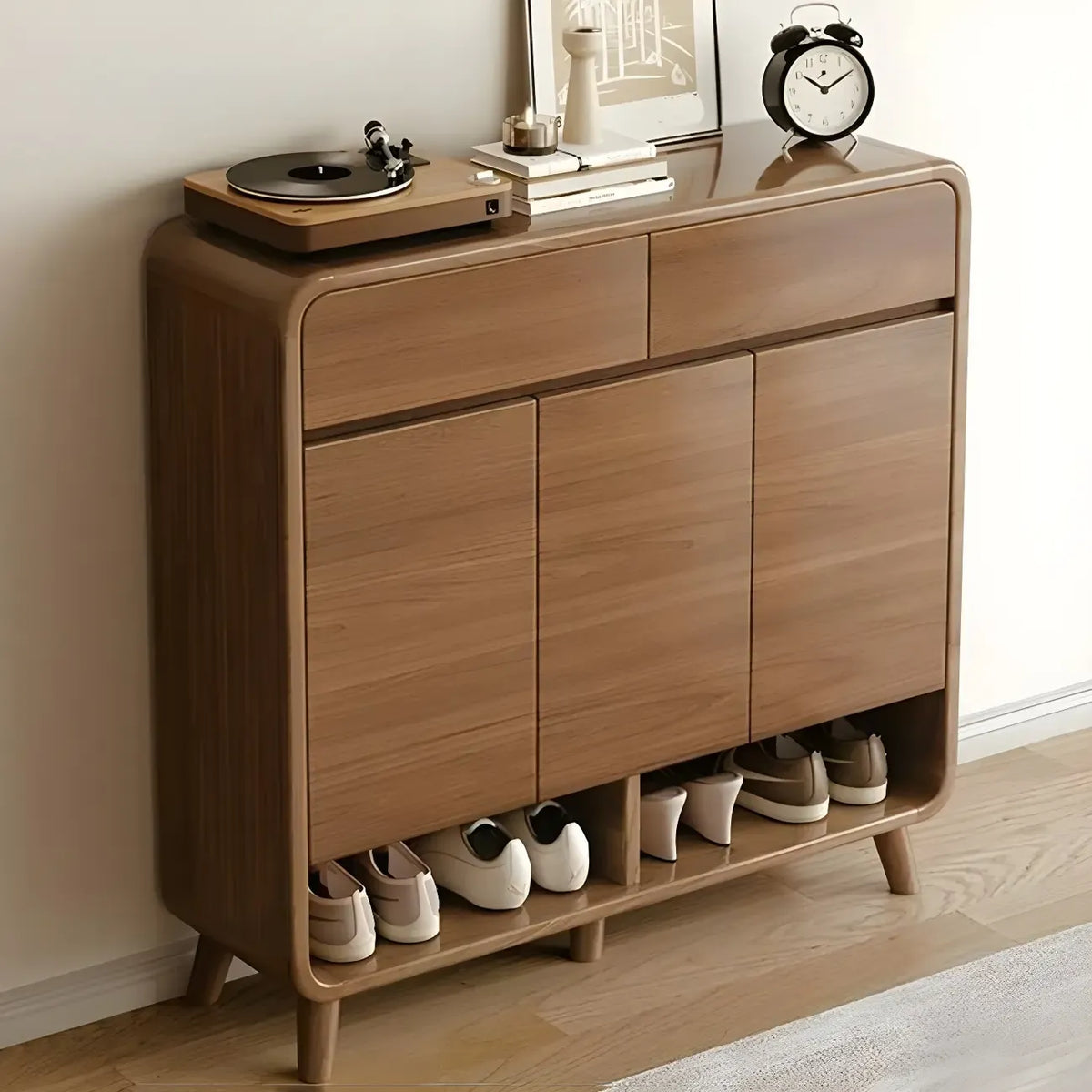 Modern Wood Hallway Medium Shoe Storage Cabinet