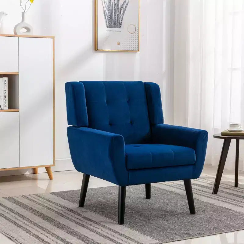 Fauteuil d'appoint capitonné multicolore avec pieds en bois, une place