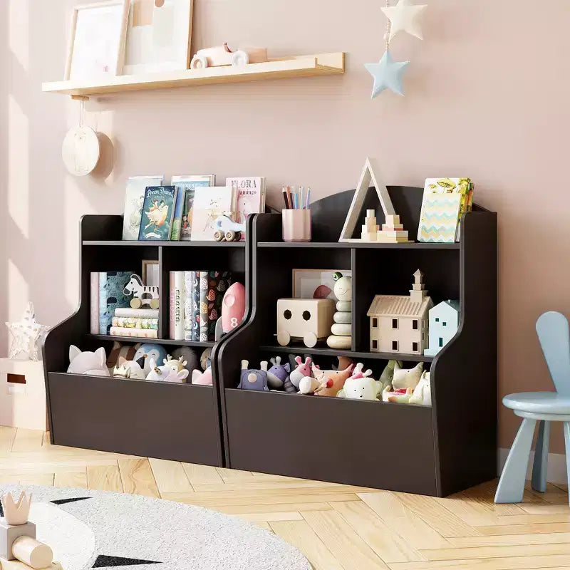 Étagère à Livres et Organisateur de Jouets pour Enfants à 3 Niveaux en Bois Naturel – Pour 1 Enfant