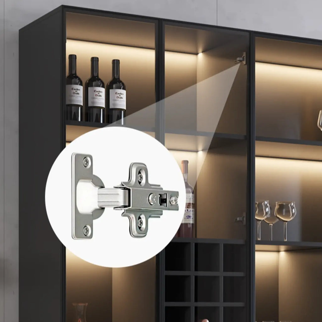 Minimalist Black Wooden Wine Rack Cabinet with Glass Door