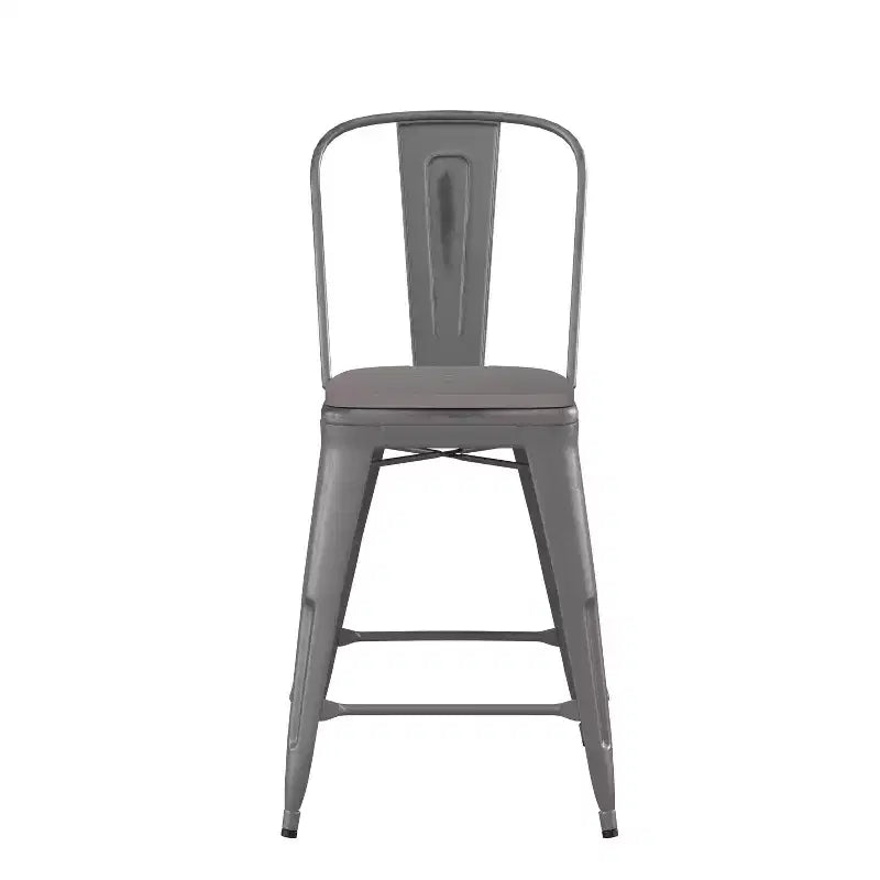 Tabouret de comptoir en métal laqué avec assise en polyrésine, 2 coloris, 1 place