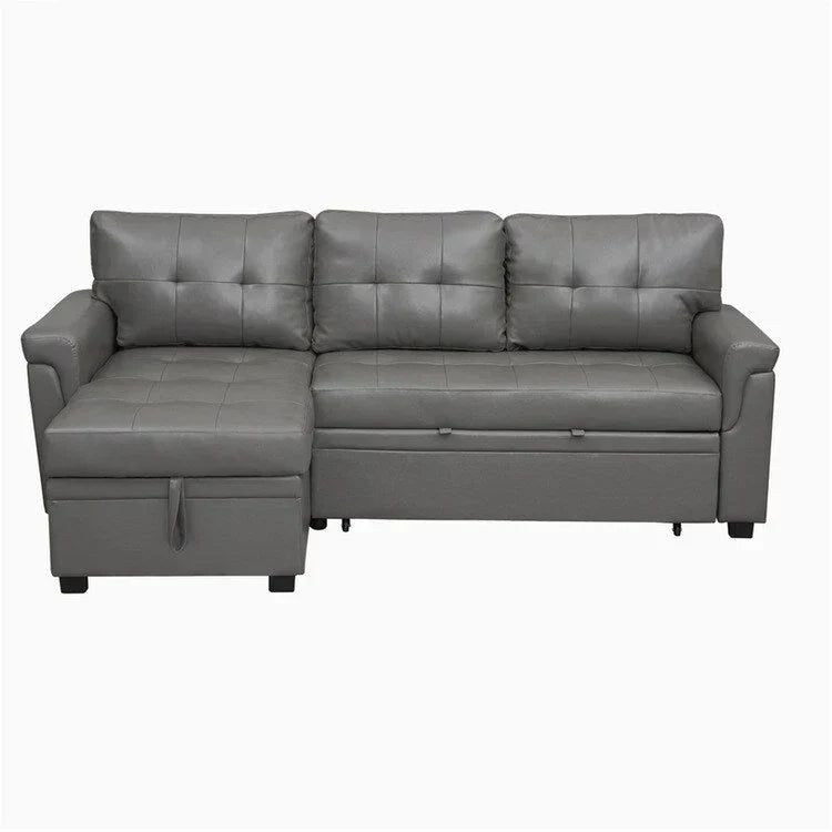 Convertible Reversible Sectional Sofa with Pull-Out Sleeper Bed, Hidden Storage Chaise, and Durable Legs