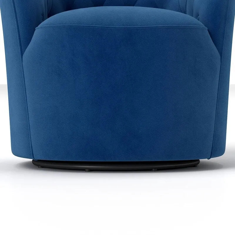 SEYNAR Modern Velvet Upholstered 360 Degree Swivel Barrel Chair with Button Tufted Back Set of 2
