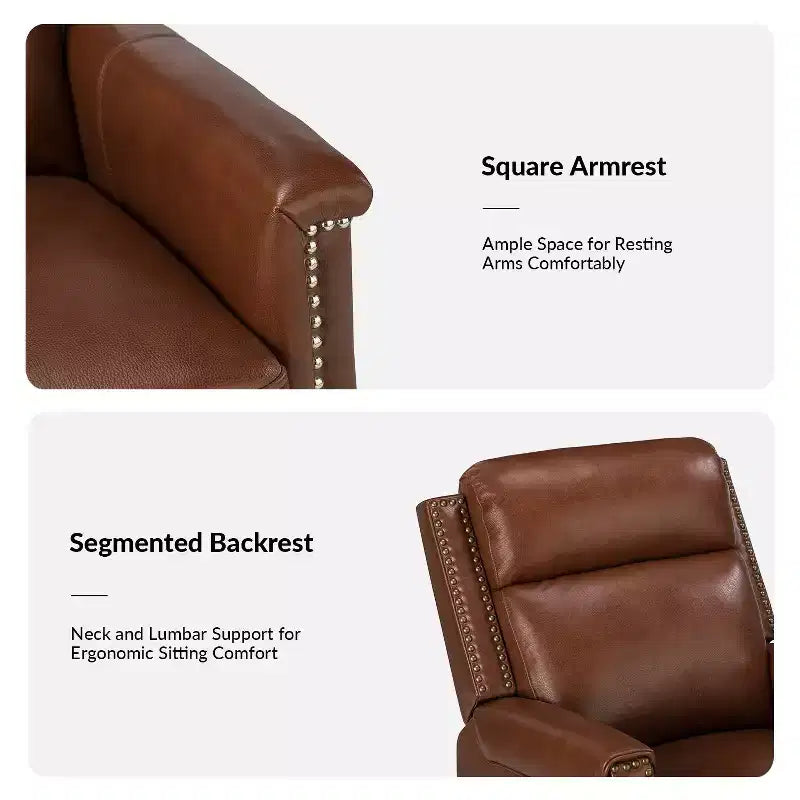 Fauteuil inclinable motorisé, couleur brun/camel, une place