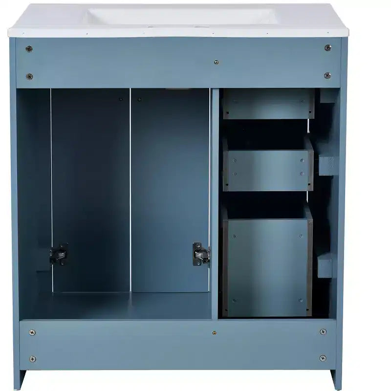 Meuble-lavabo de salle de bain de 76 cm à lavabo simple avec armoire et 3 tiroirs – Noir / Bleu / Vert / Indigo / Blanc