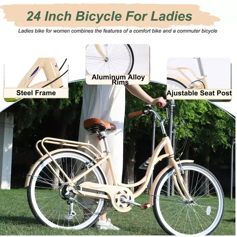 Zeus & Ruta 24-Inch Ladies Bicycle with 7-Speed and Steel Frame