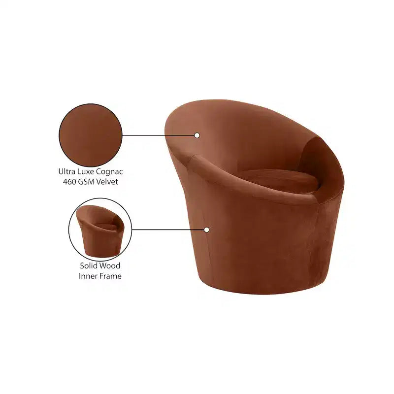 Fauteuil d'appoint en velours – Siège simple | Beige / Noir / Marron / Camel / Cognac / Crème / Vert / Fauve / Taupe