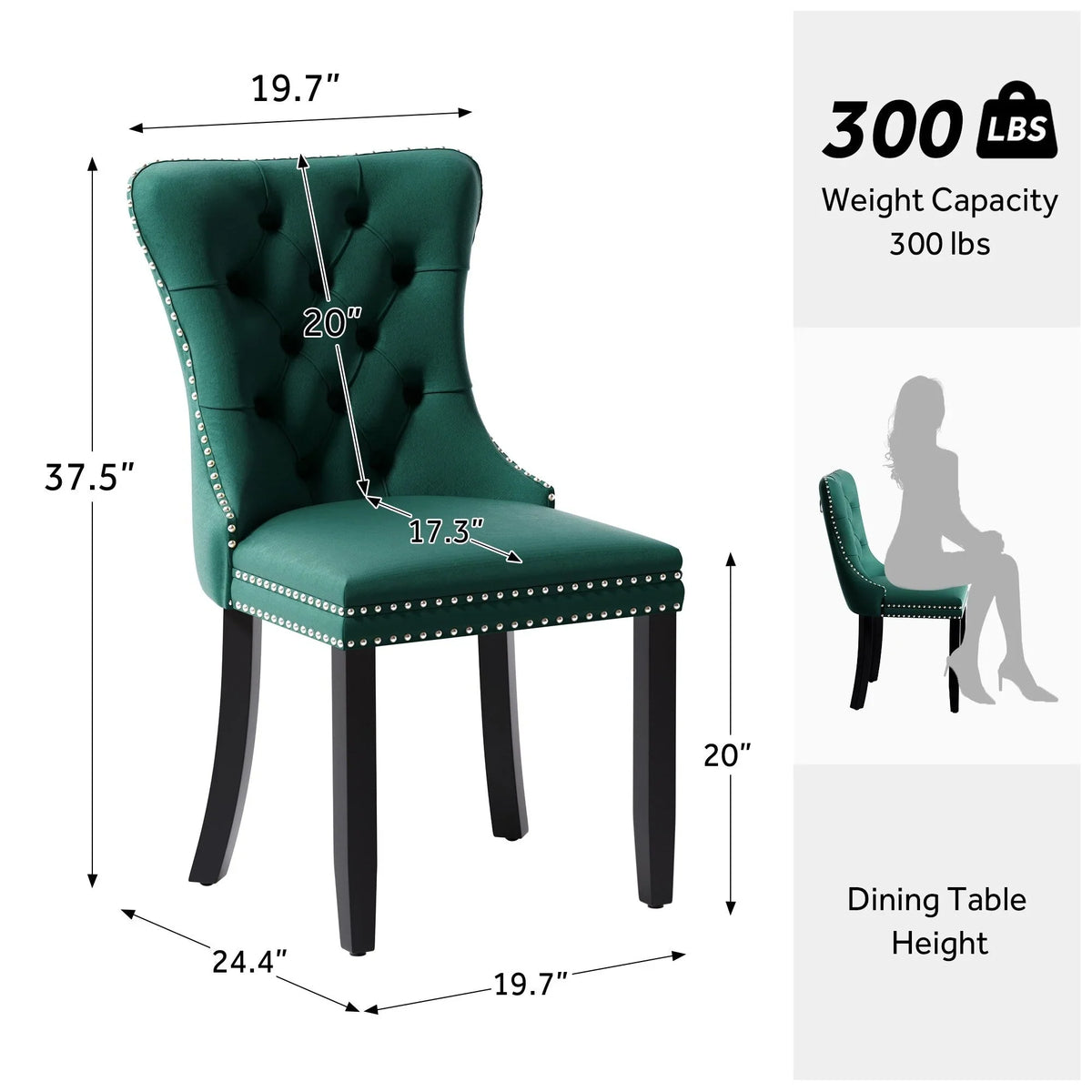 Upholstered Tufted Velvet Dining Chair with Solid Wood Legs Set of 6