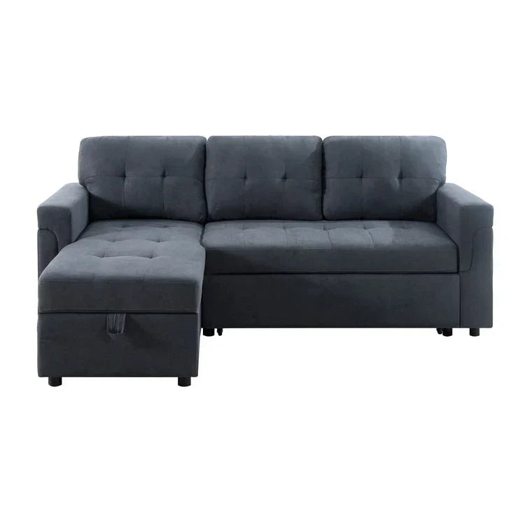 Convertible Reversible Sectional Sofa with Pull-Out Sleeper Bed, Hidden Storage Chaise, and Durable Legs